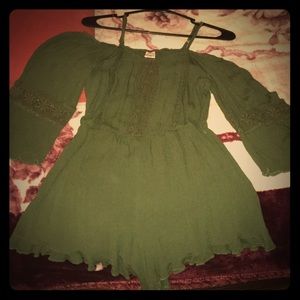 Green overall/shorts